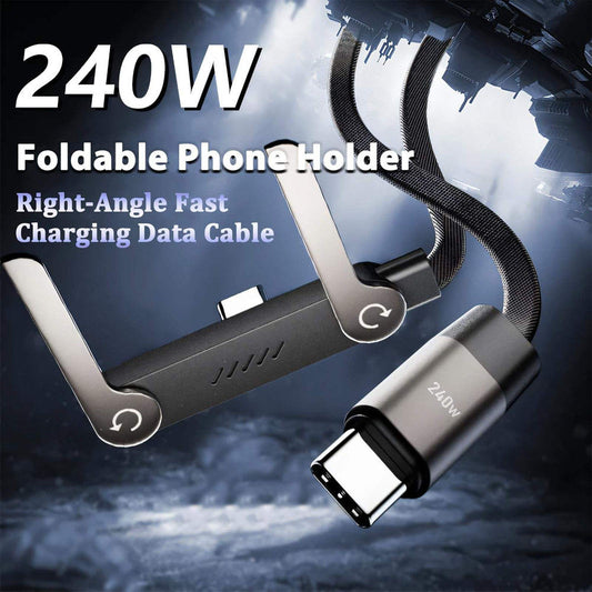 240W Foldable Phone Stand USB-C Super Fast Charging Cable
