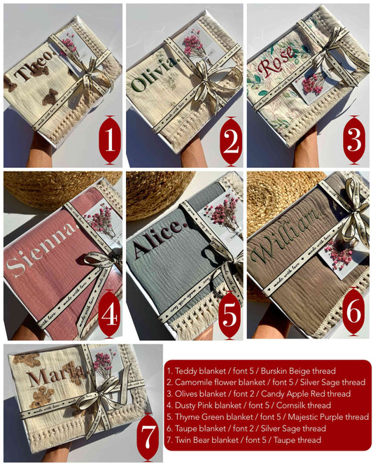 Taupe Personalized Muslin 100% Cotton Blanket