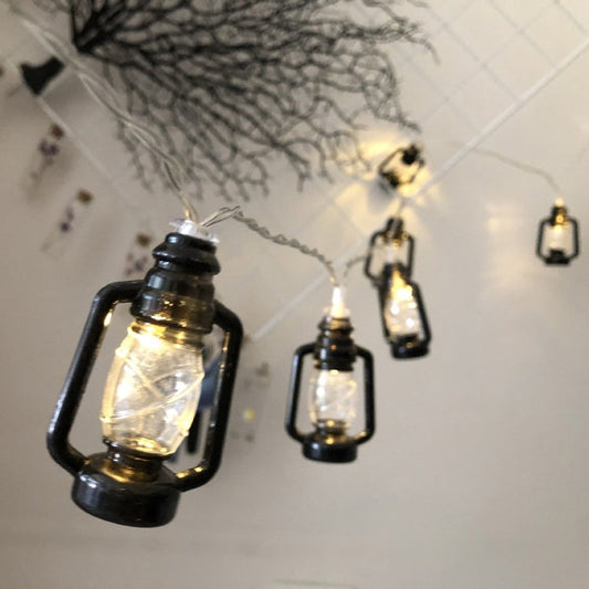 Christmas Lantern Festival Decoration Retro Kerosene Lamp LED String, 1.5m 10LEDs/ Black, 3m 20LEDs/ Black