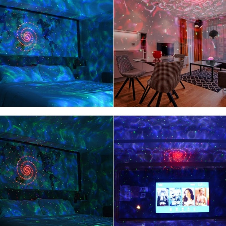 M2 8W Christmas Starry Sky Laser Projection Atmosphere Light Rotating Starry Dynamic Water Pattern Sleeping Light, USB, Battery