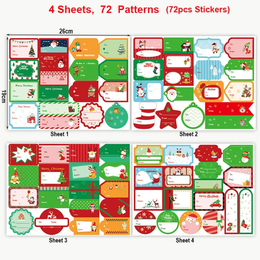 1set 72pcs/set Christmas Stickers Gift Bag Packaging Box Closure Stickers
