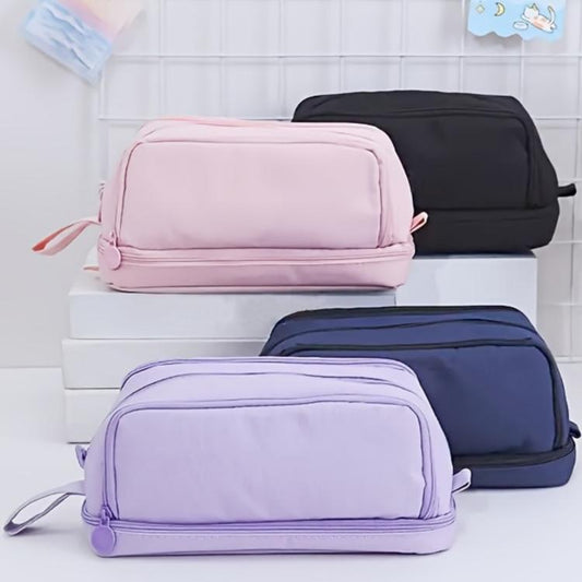 Angoo Student Four-Layer Waterproof Wear-Resistant Pencil Case(Purple)