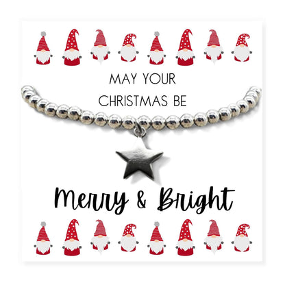 Small Merry & Bright Christmas Gift Hamper - Bracelet, Chocolates & Candle