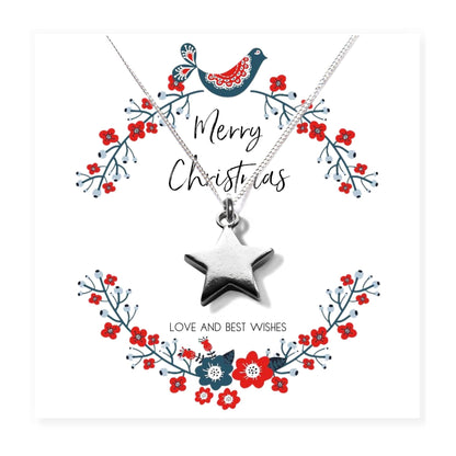 Small Merry Christmas Star Gift Hamper | Necklace, Chocolates & Candle