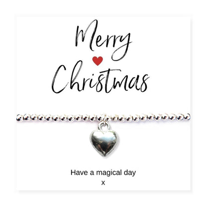 Puff Heart Bracelet & Merry Christmas Gift Card