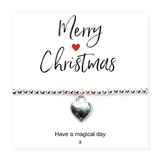 Puff Heart Bracelet & Merry Christmas Gift Card