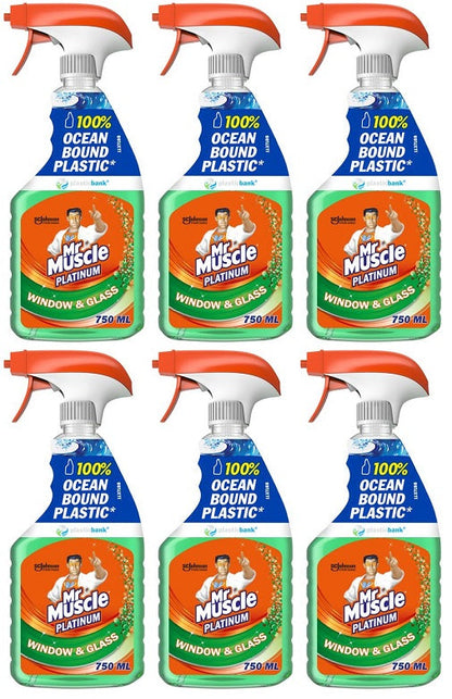 6 x Mr Muscle Platinum Window & Glass Spray 750Ml