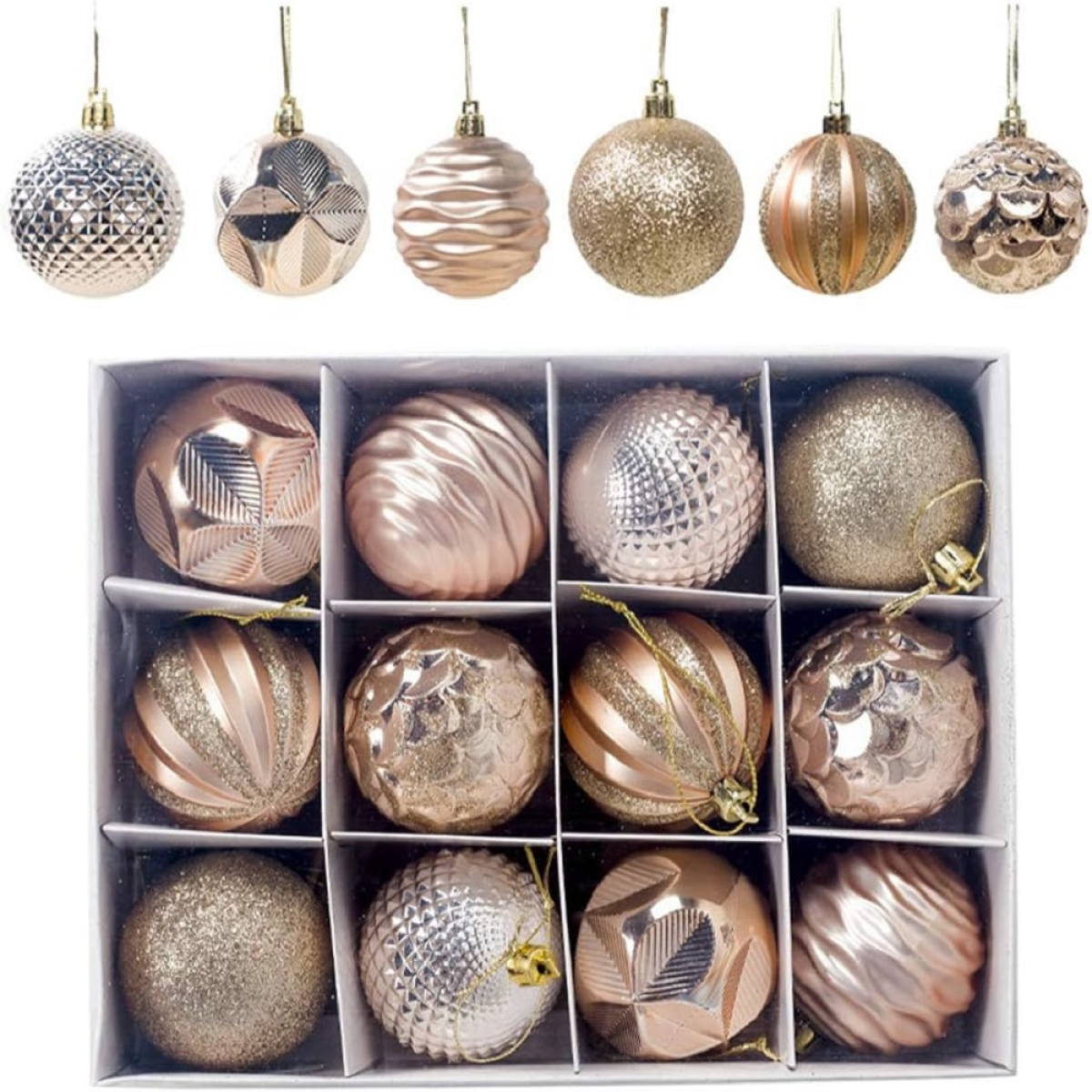 Christmas Baubles 60mm Christmas Tree Decoration Ornaments Pendants 12pcs Shatterproof Balls Large Hanging Ball