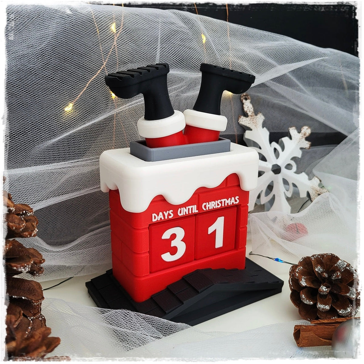 Santa Chimney Christmas Countdown Calendar | 3D Printed Xmas Advent | Festive Decoration | Days Until Christmas Display