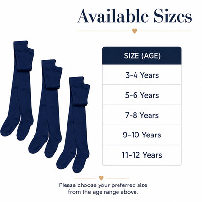 Sock Stack Girls Cotton Lycra Tights 3 Pairs Cotton Rich Back To School Uniform Reinforced Heel Toe Multipack Value