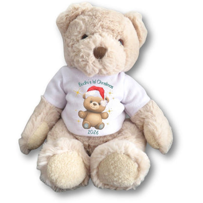 Personalised 1st Christmas Baby Gift Box, Teddy Bear & Baby Outfit