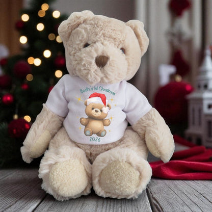Personalised 1st Christmas Baby Gift Box, Teddy Bear & Baby Outfit