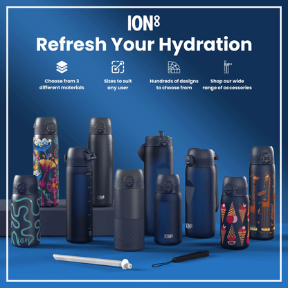 Leak Proof Slim Water Bottle, Stainless Steel, Ash Navy, 600ml (20oz)