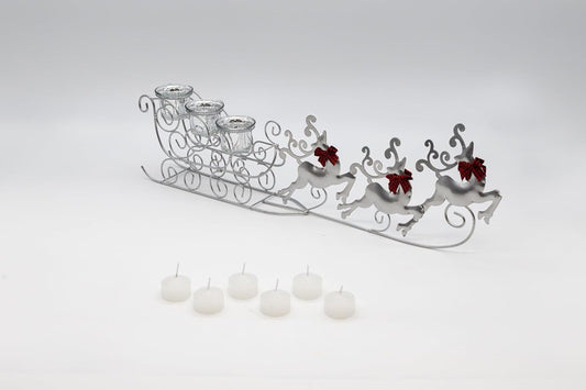 Glass Flying Reindeer Candle Holder Christmas Decoration 59cm