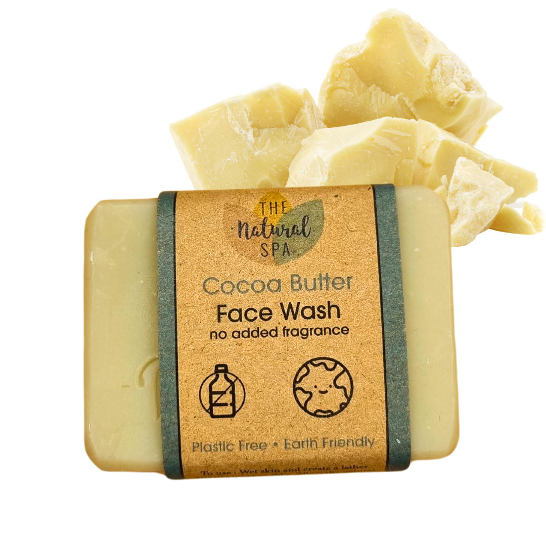 Cocoa Butter Face Wash Bar | Fragrance-Free Natural Facial Cleanser | Vegan, Plastic-Free Skincare for Sensitive Skin
