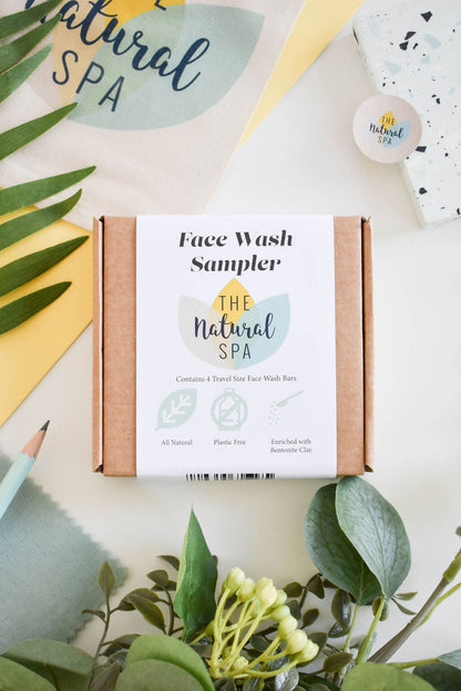 Face Wash Sample Pack | 4 x 15g Natural Facial Cleansing Bars | Vegan, Plastic-Free Skincare | Perfect Travel & Trial Set
