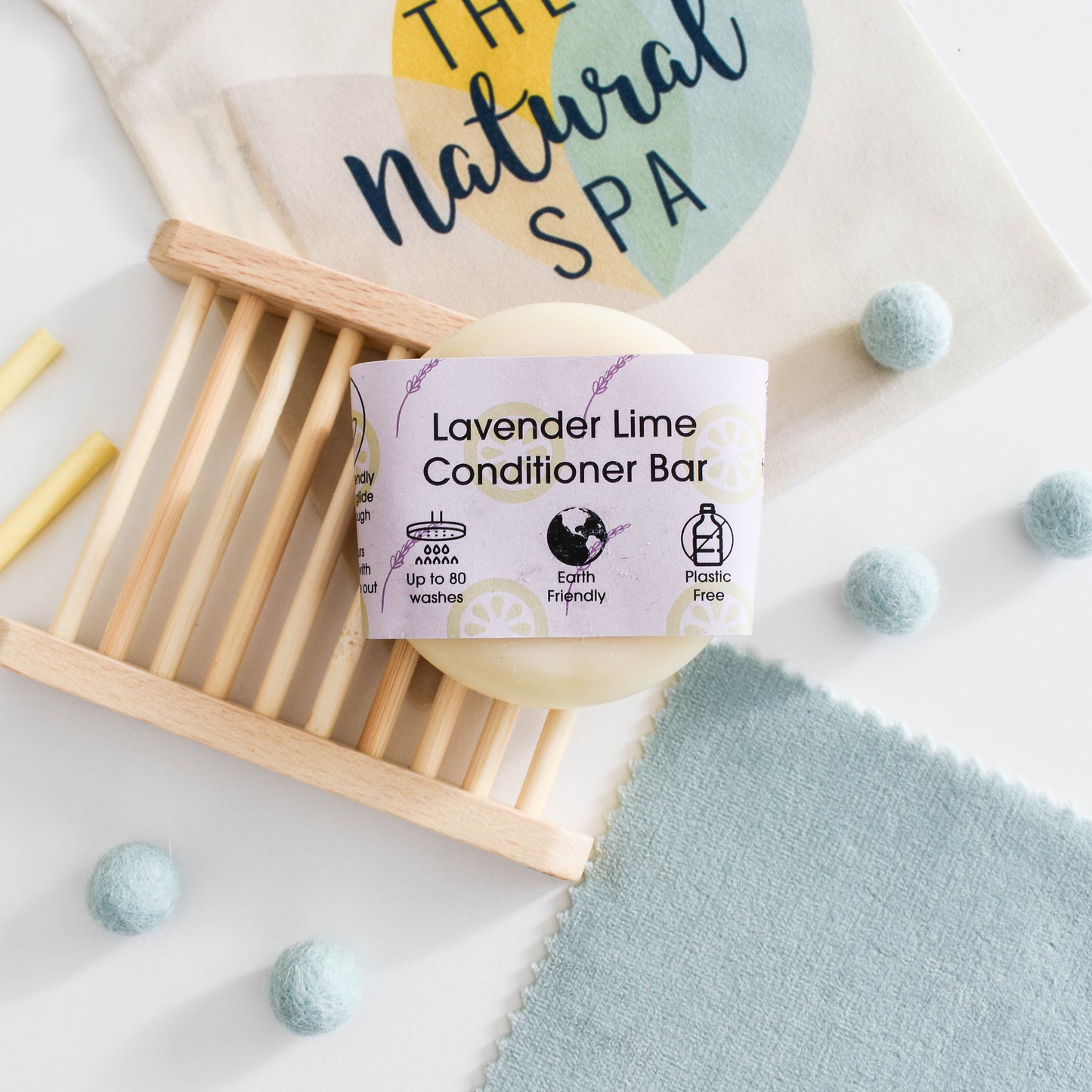 Lavender & Lime Solid Conditioner Bar | Natural Hair Conditioner for All Hair Types | Vegan, Plastic-Free Hair Care