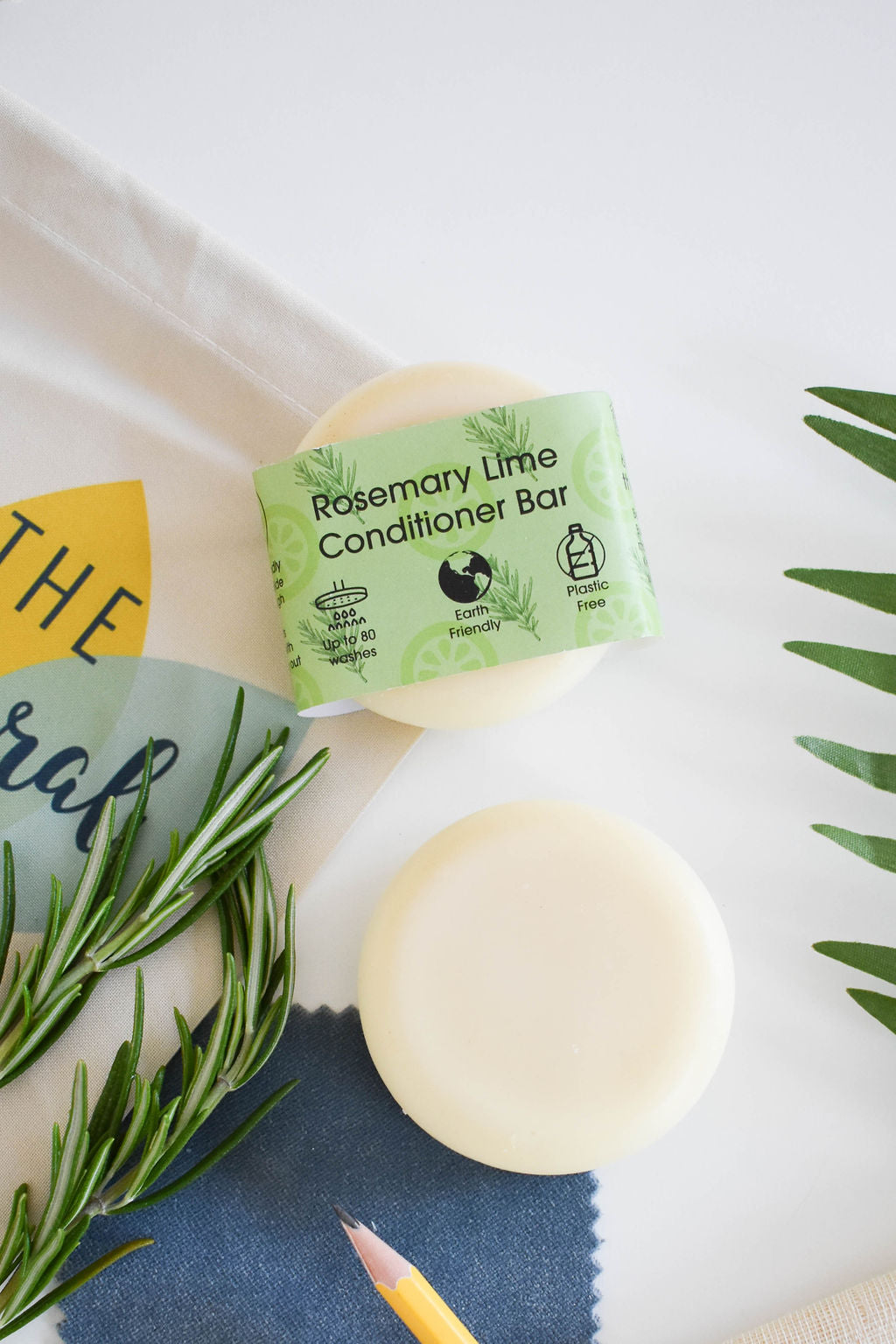 Rosemary & Lime Solid Conditioner Bar | Natural Hair Conditioner for All Hair Types | Vegan, Plastic-Free Hair Care