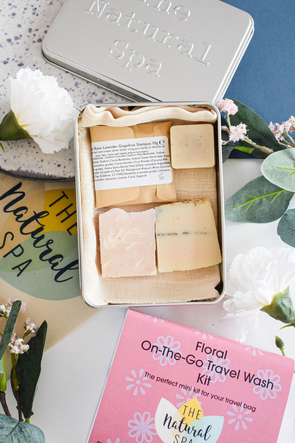 Floral Mini Travel Wash Kit | Natural “On the Go” Shampoo, Conditioner & SoapSet | Vegan, Plastic-Free Hair Care | Perfect Travel Gift
