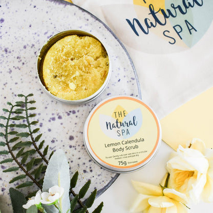 Lemon Calendula Body Scrub | Natural Exfoliating Sugar Scrub for Smooth, Glowing Skin | Vegan, Plastic-Free Skincare | 2 Size Options