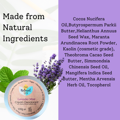 Lavender Mint Cream Deodorant Balm | Natural Bicarb & Aluminium-Free | Gentle, Vegan, Plastic-Free Odour Protection