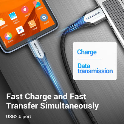 Vention Micro USB Cable 3A  Nylon Fast Charger USB Type C Data Cable for Samsung Xiaomi LG Android Micro USB Mobile Phone Cables