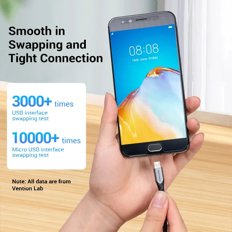 Vention Micro USB Cable 3A  Nylon Fast Charger USB Type C Data Cable for Samsung Xiaomi LG Android Micro USB Mobile Phone Cables