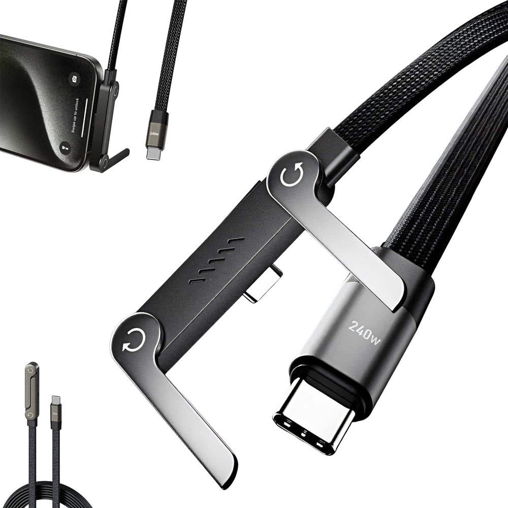240W Foldable Phone Stand USB-C Super Fast Charging Cable