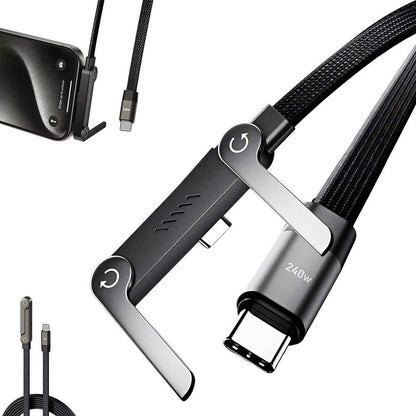 240W Foldable Phone Stand USB-C Super Fast Charging Cable