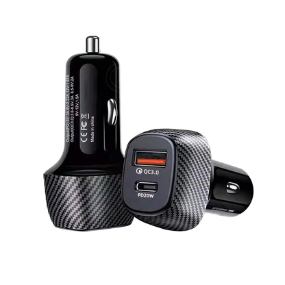 PD20W USB-C & QC3.0 Dual Port Fast Car Charger-Compact 2-Port Vehicle Charging Adapter