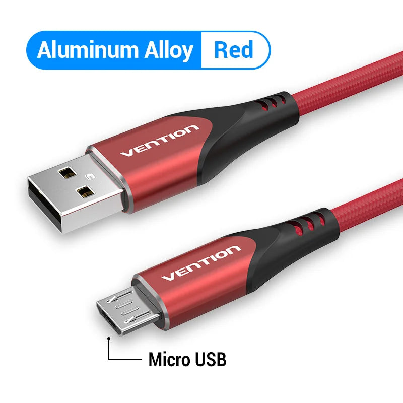 Vention Micro USB Cable 3A  Nylon Fast Charger USB Type C Data Cable for Samsung Xiaomi LG Android Micro USB Mobile Phone Cables