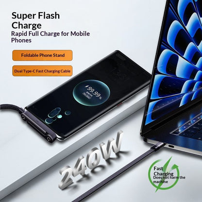 240W Foldable Phone Stand USB-C Super Fast Charging Cable