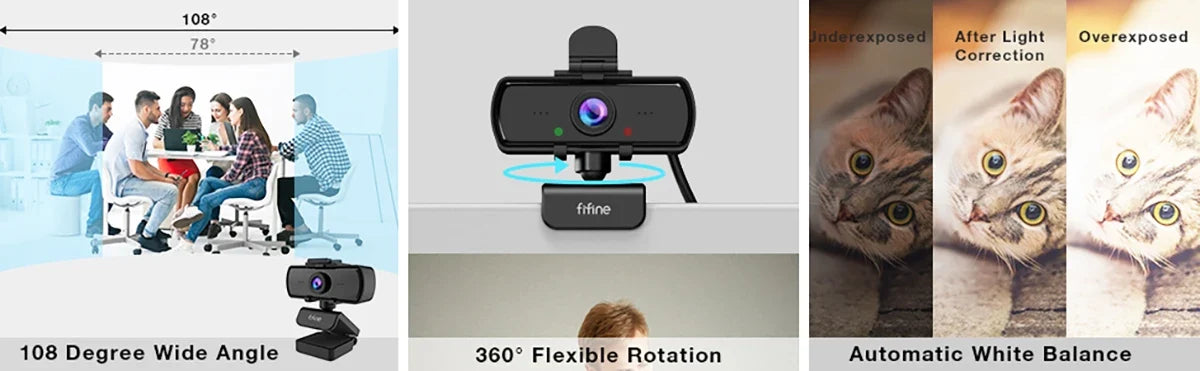 FIFINE 1440p Full HD PC Webcam with Microphone, tripod, for USB Desktop & Laptop,Live Streaming Webcam for Video Calling-K420