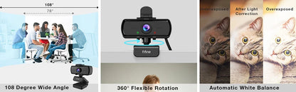 FIFINE 1440p Full HD PC Webcam with Microphone, tripod, for USB Desktop & Laptop,Live Streaming Webcam for Video Calling-K420