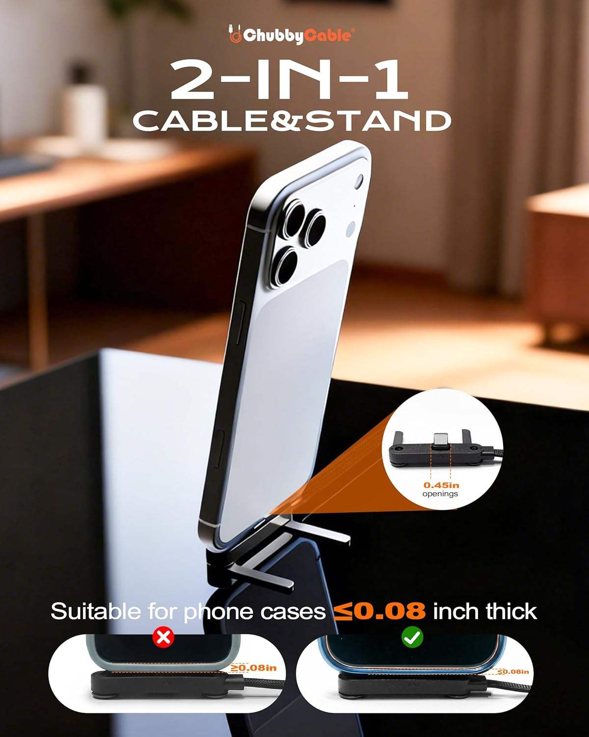240W Foldable Phone Stand USB-C Super Fast Charging Cable