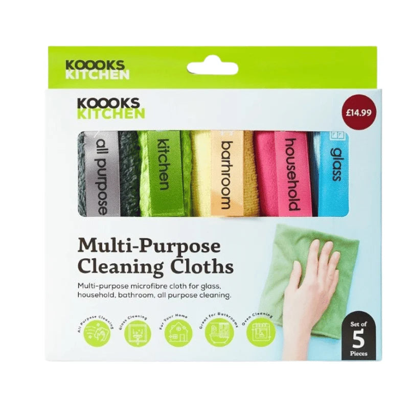 Multipurpose cleaning cloths 5 pack
