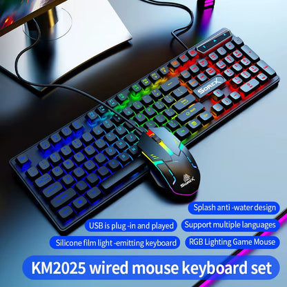 RGB LED Gaming Keyboard & Mouse Combo Wired for PC & Laptop Compatible