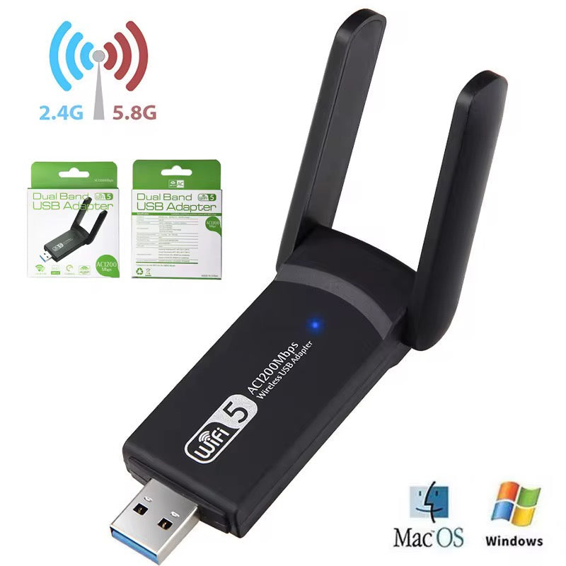 WiFi 5 AC1300 Dual Band USB 3.0 Wireless Adapter – 1300Mbps High Speed WiFi Dongle for PC & Laptop