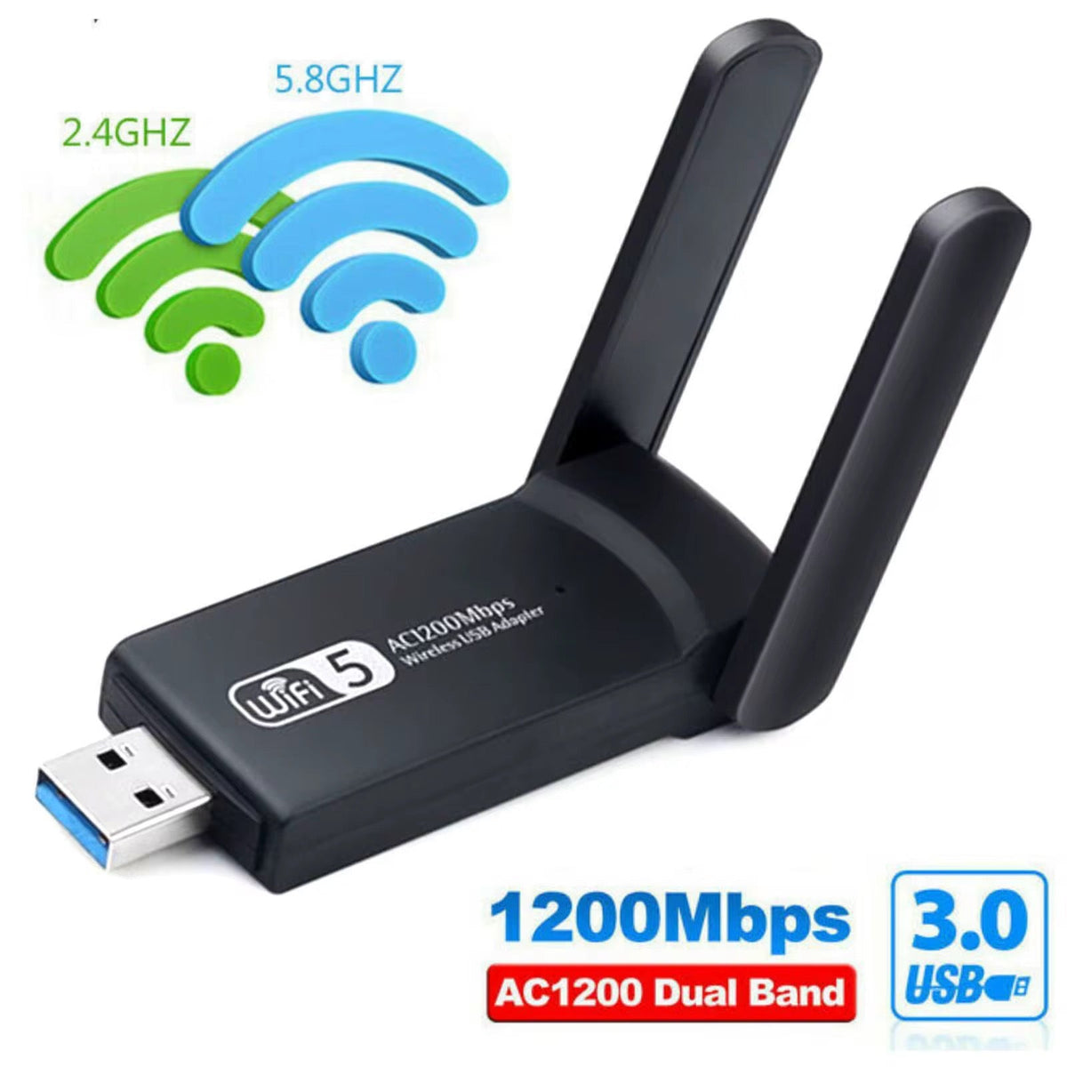 WiFi 5 AC1300 Dual Band USB 3.0 Wireless Adapter – 1300Mbps High Speed WiFi Dongle for PC & Laptop