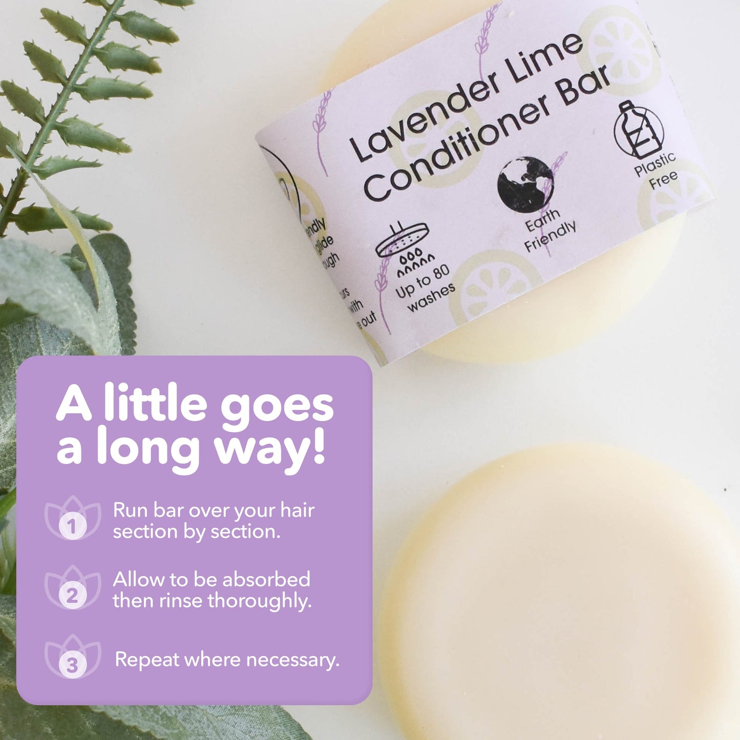 Lavender & Lime Solid Conditioner Bar | Natural Hair Conditioner for All Hair Types | Vegan, Plastic-Free Hair Care