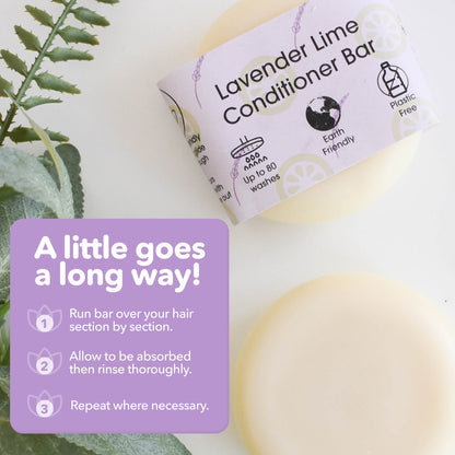 Lavender & Lime Solid Conditioner Bar | Natural Hair Conditioner for All Hair Types | Vegan, Plastic-Free Hair Care