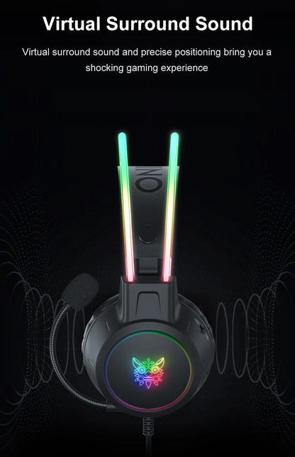 ONIKUMA RGB Gaming Headphones with HD Flexible Mic 3.5mm Gaming Headsets For PC Xbox PS4 PS5 Switch Computer Games