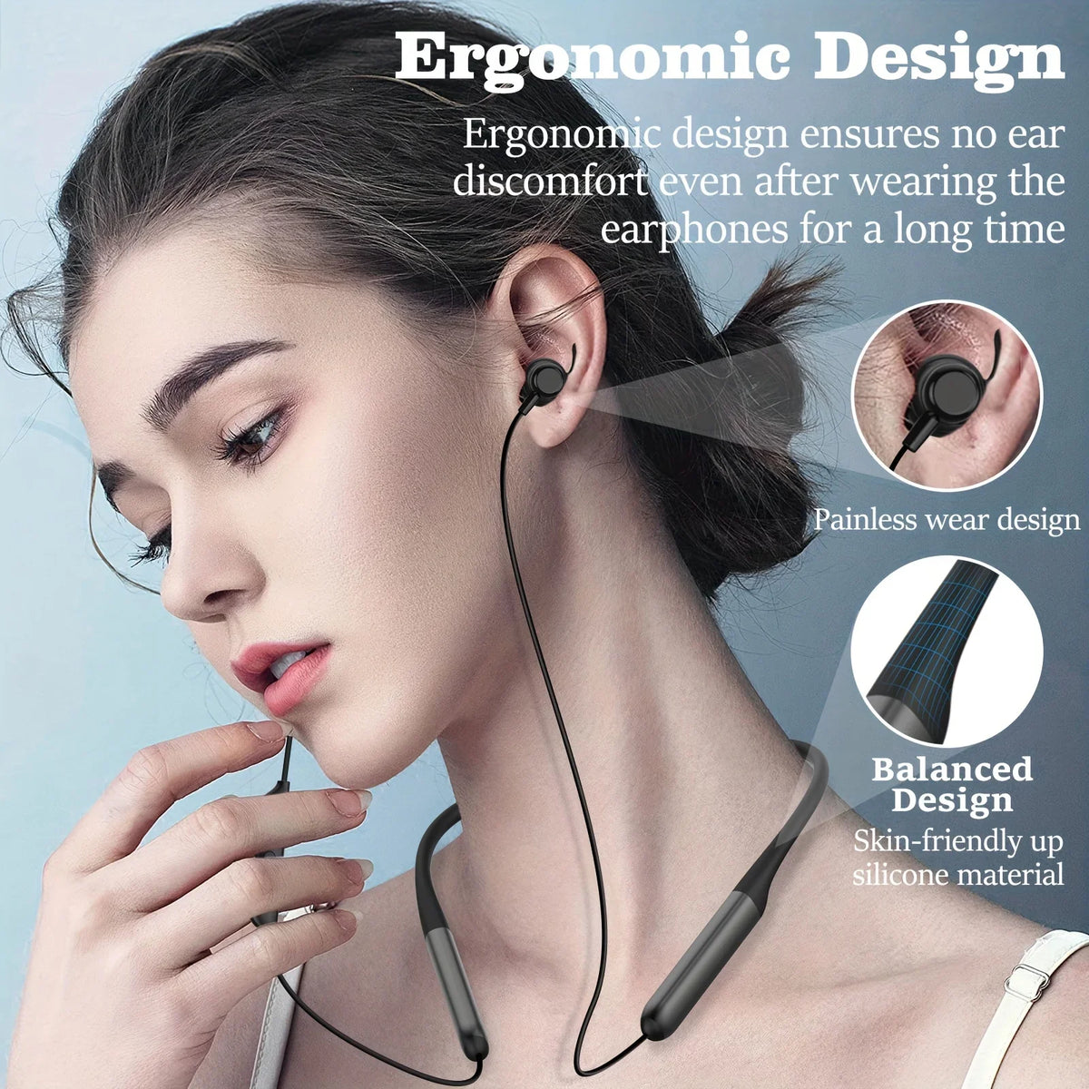Magnetic sports wireless neckband with dual battery