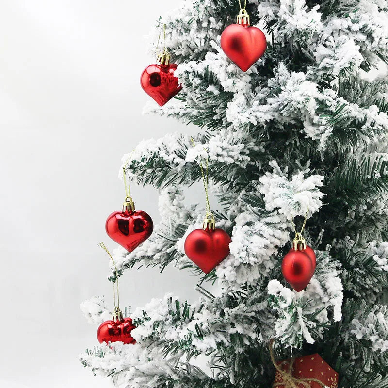 (12pcs/pack)5cm Christmas Tree Pendant Electroplated Heart Xmas Ball Pendant Plastic Matte Mix Decoration Accessories Party