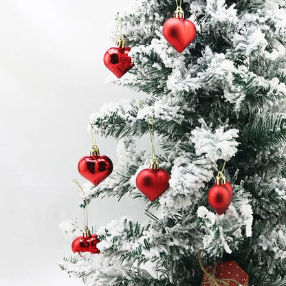 (12pcs/pack)5cm Christmas Tree Pendant Electroplated Heart Xmas Ball Pendant Plastic Matte Mix Decoration Accessories Party