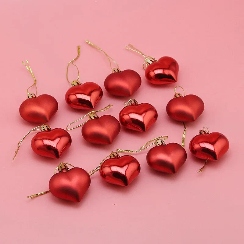 (12pcs/pack)5cm Christmas Tree Pendant Electroplated Heart Xmas Ball Pendant Plastic Matte Mix Decoration Accessories Party