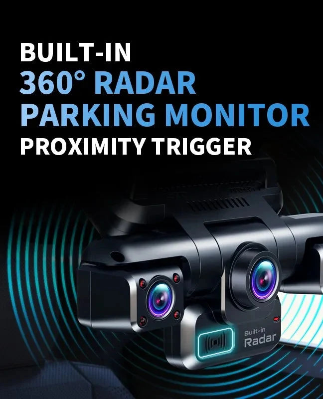 Car dash camera with advanced parking radar assistance