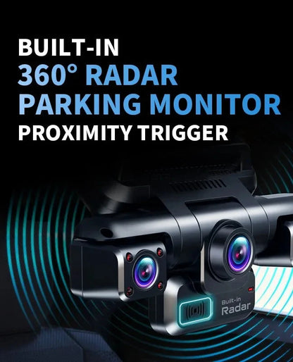 Car dash camera with advanced parking radar assistance