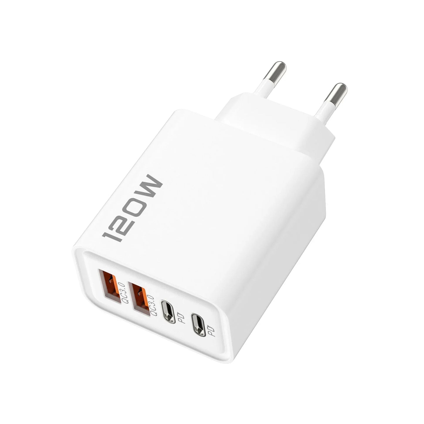 Quick Charge 3.0 Fast Charger Muti Total 120W 4 Port USB Type C PD Mobile Phone Wall Adapter for iPhone 16 Samsung S24 Xiaomi 15