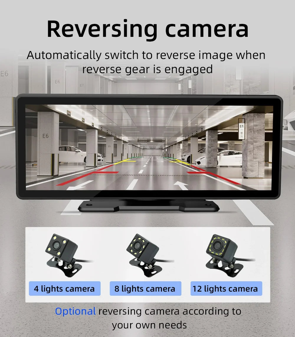 10.26 Inch Portable Wireless Carplay Screen HD Rear Reversing Camera Car Radio DVR MP5 Multimedia Video Player Android Auto
